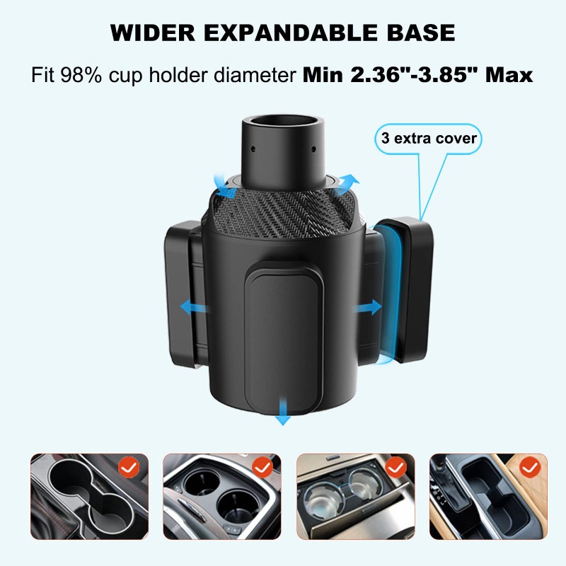 DEGUM Upgraded 64oz Large Cup Holder Expander with Coaster for Car  Expandable Cup Holder Adapter with Adjustable Base  Universal Compatible with Yeti  Hydro Flasks  Owala  Other Big Bottles Mugs Drinks - Image 3